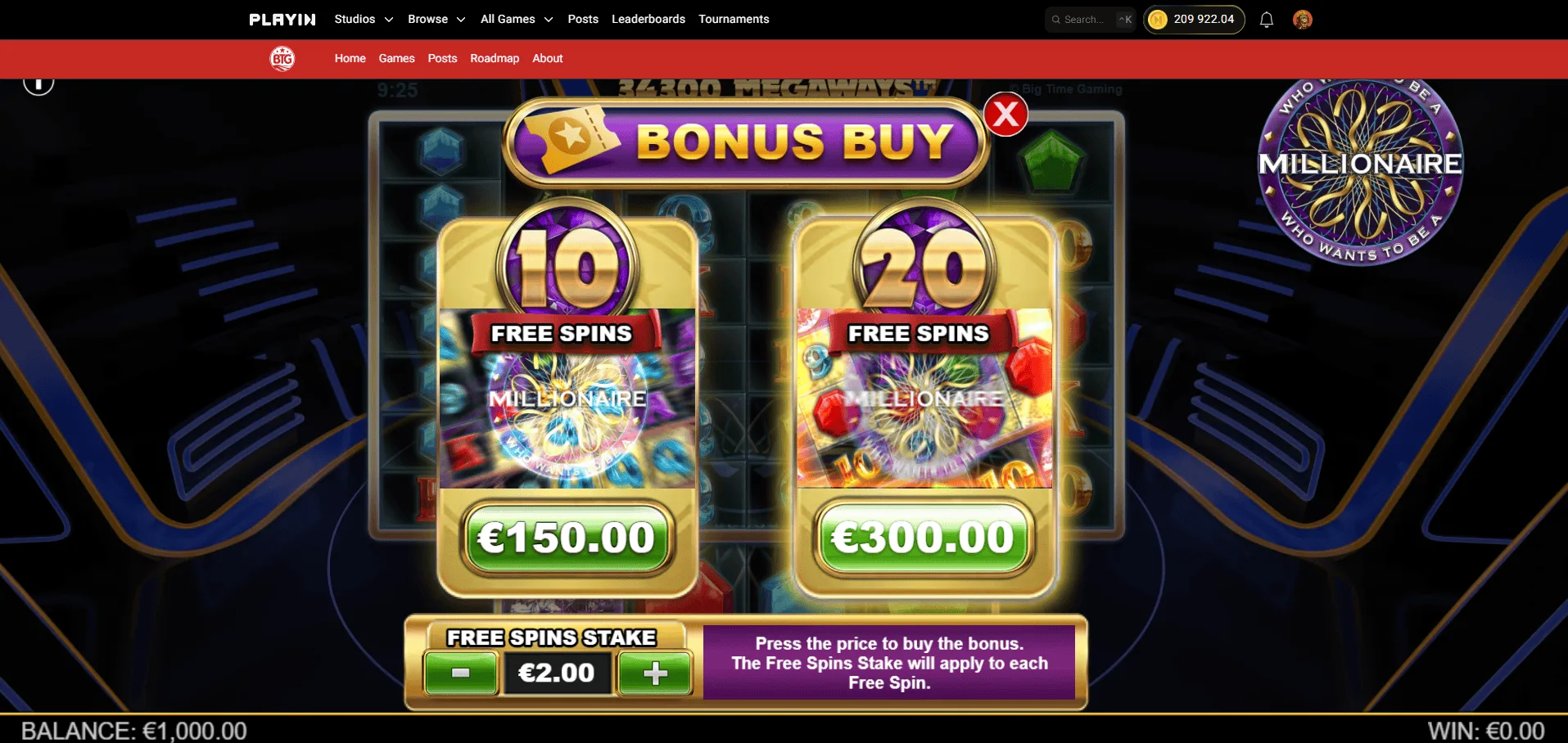 Millionaire Megaways™ — Bonus Buy